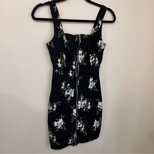 Dynamite Floral Bodycon Mini Dress with Front Zip